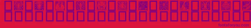 Zodiac02-fontti – violetit fontit punaisella taustalla
