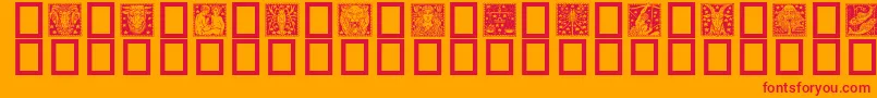 Zodiac02-Schriftart – Rote Schriften auf orangefarbenem Hintergrund