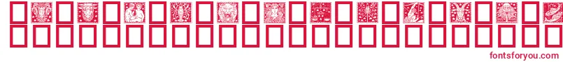 Zodiac02-fontti – punaiset fontit valkoisella taustalla