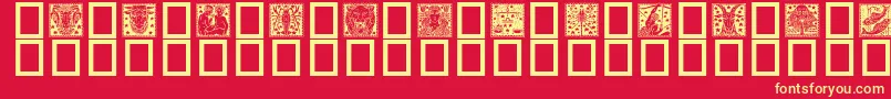 Fonte Zodiac02 – fontes amarelas em um fundo vermelho