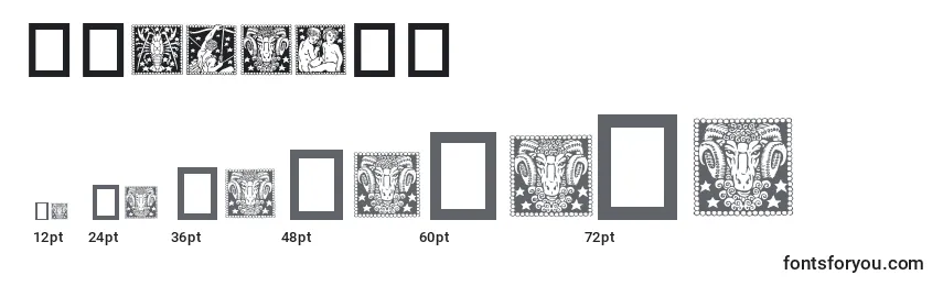 Größen der Schriftart Zodiac02
