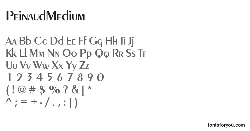A fonte PeinaudMedium – alfabeto, números, caracteres especiais
