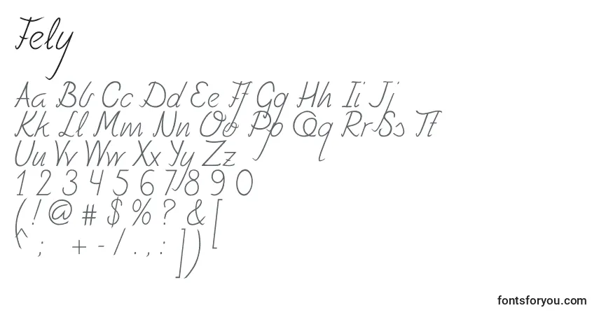 Шрифт Fely – алфавит, цифры, специальные символы