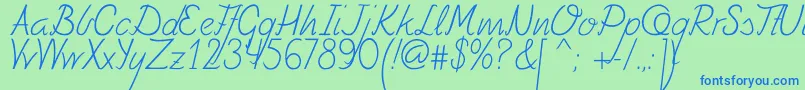 Czcionka Fely – niebieskie czcionki na zielonym tle