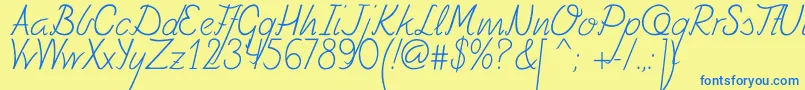 フォントFely – 青い文字が黄色の背景にあります。