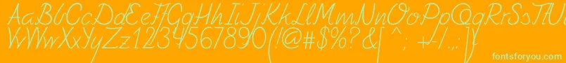 Fely-Schriftart – Grüne Schriften auf orangefarbenem Hintergrund