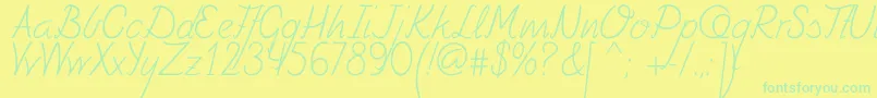 Fely-Schriftart – Grüne Schriften auf gelbem Hintergrund