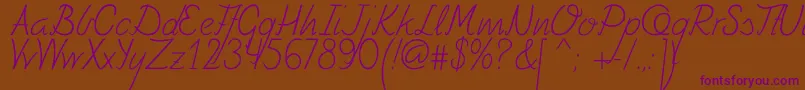 Fely-Schriftart – Violette Schriften auf braunem Hintergrund