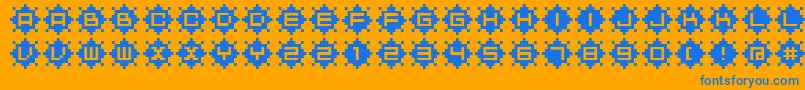 BmRubyA12 Font – Blue Fonts on Orange Background