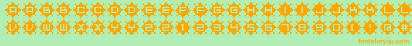 BmRubyA12 Font – Orange Fonts on Green Background