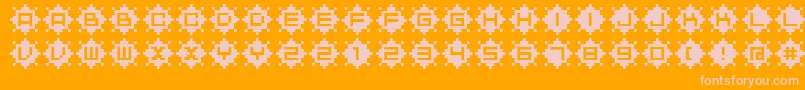 BmRubyA12-Schriftart – Rosa Schriften auf orangefarbenem Hintergrund