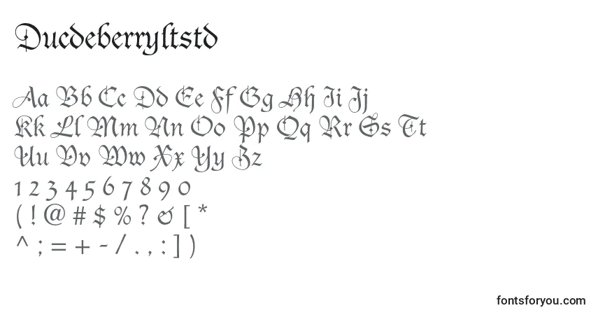 Schriftart Ducdeberryltstd – Alphabet, Zahlen, spezielle Symbole