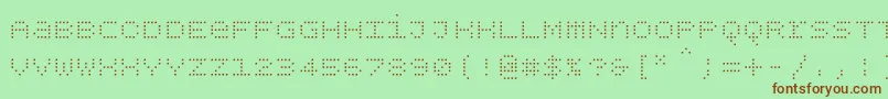 Шрифт Bpdotsunicasesquarelight – коричневые шрифты на зелёном фоне