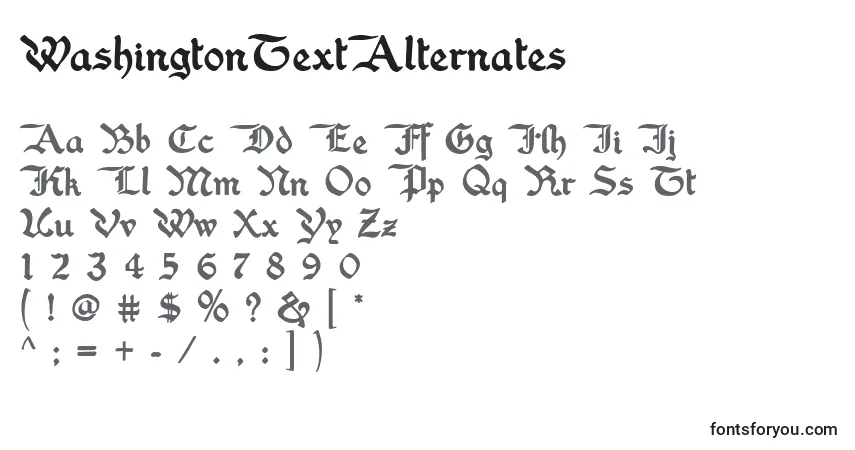Czcionka WashingtonTextAlternates – alfabet, cyfry, specjalne znaki