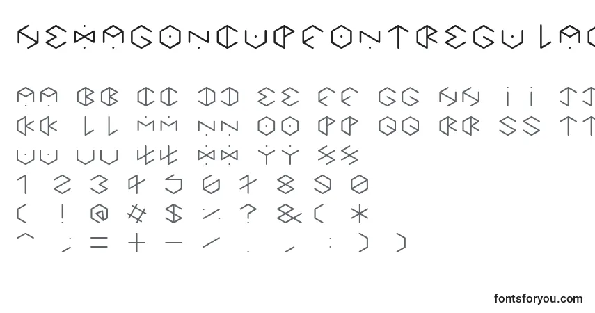 A fonte HexagonCupFontRegular – alfabeto, números, caracteres especiais