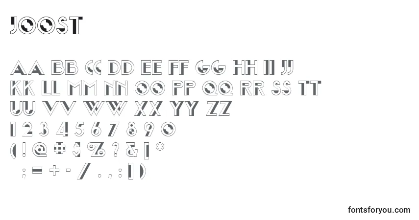 Joost Font – alphabet, numbers, special characters