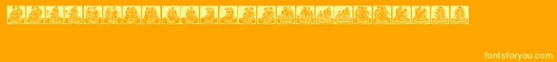 Шрифт MonatsVignetten1 – жёлтые шрифты на оранжевом фоне