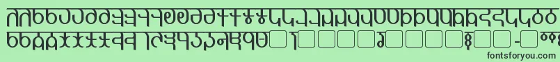 Qijomi-fontti – mustat fontit vihreällä taustalla
