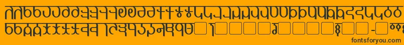 Qijomi-Schriftart – Schwarze Schriften auf orangefarbenem Hintergrund