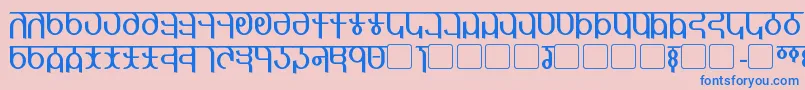 Qijomi-Schriftart – Blaue Schriften auf rosa Hintergrund