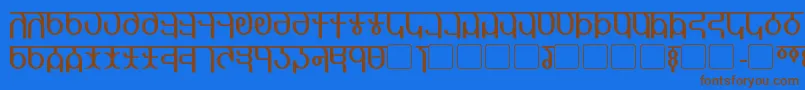 Qijomi-fontti – ruskeat fontit sinisellä taustalla