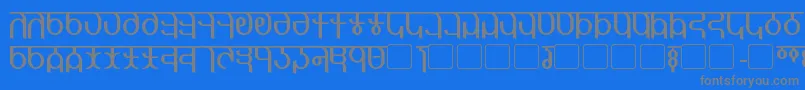 Qijomi-fontti – harmaat kirjasimet sinisellä taustalla