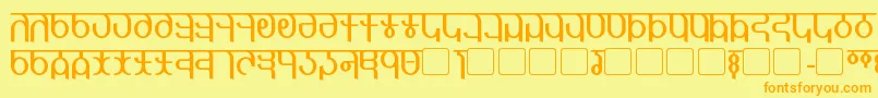 フォントQijomi – オレンジの文字が黄色の背景にあります。