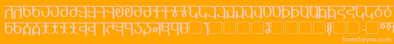 Qijomi-Schriftart – Rosa Schriften auf orangefarbenem Hintergrund