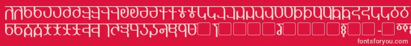 Qijomi-Schriftart – Rosa Schriften auf rotem Hintergrund