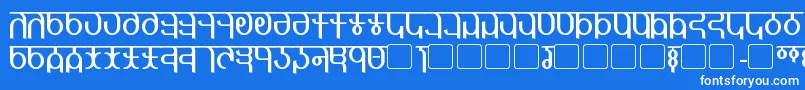 Qijomi-Schriftart – Weiße Schriften auf blauem Hintergrund