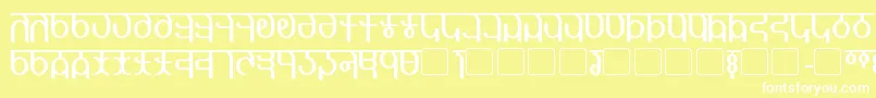 Qijomi-fontti – valkoiset fontit keltaisella taustalla