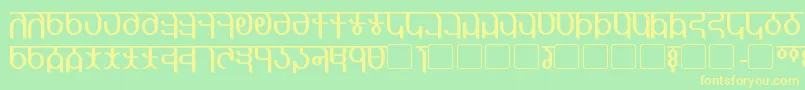 フォントQijomi – 黄色の文字が緑の背景にあります