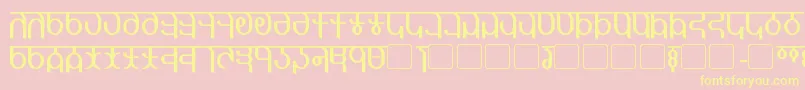 Qijomi-Schriftart – Gelbe Schriften auf rosa Hintergrund