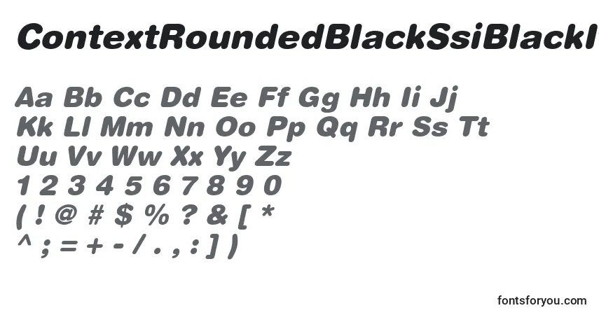 Шрифт ContextRoundedBlackSsiBlackItalic – алфавит, цифры, специальные символы