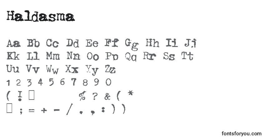 Schriftart Haldasma – Alphabet, Zahlen, spezielle Symbole
