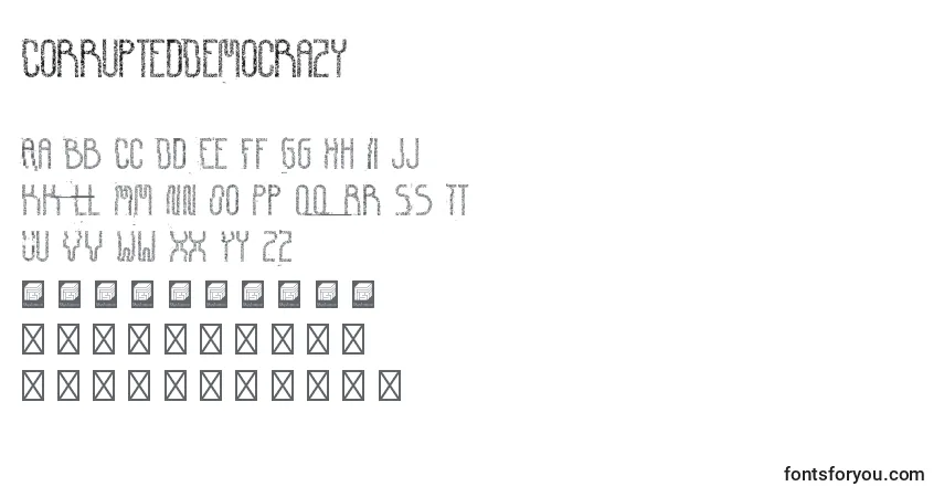 Schriftart CorruptedDemocrazy – Alphabet, Zahlen, spezielle Symbole