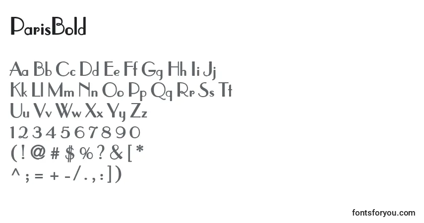 Czcionka ParisBold – alfabet, cyfry, specjalne znaki