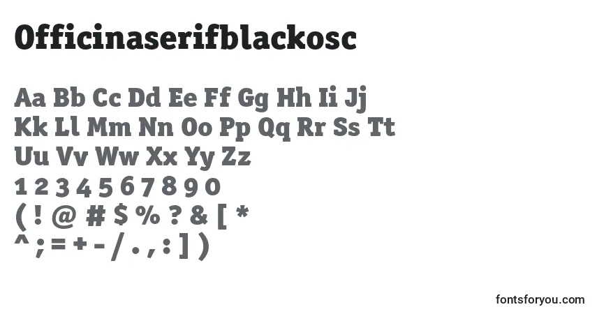 A fonte Officinaserifblackosc – alfabeto, números, caracteres especiais