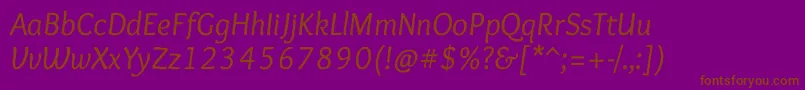 Fonte OverlockItalic – fontes marrons em um fundo roxo