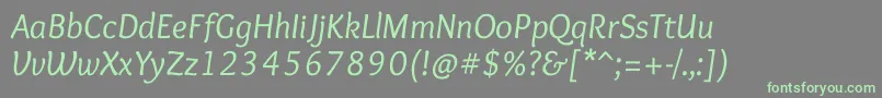 Czcionka OverlockItalic – zielone czcionki na szarym tle