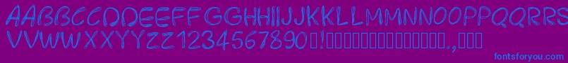 Pwroundedscratch-Schriftart – Blaue Schriften auf violettem Hintergrund