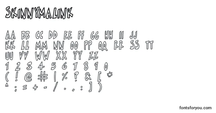 Schriftart Skinnymalink – Alphabet, Zahlen, spezielle Symbole