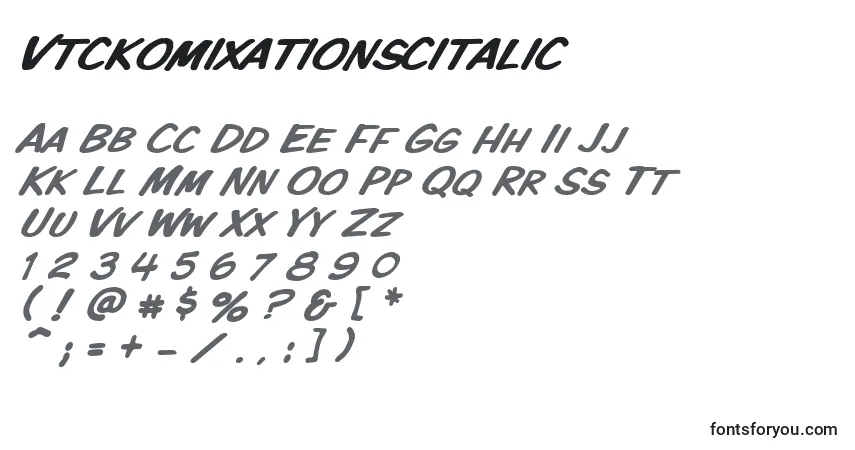 A fonte Vtckomixationscitalic – alfabeto, números, caracteres especiais
