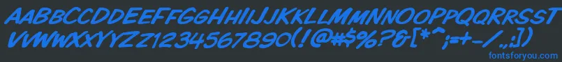 Vtckomixationscitalic Font – Blue Fonts on Black Background