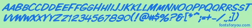 Шрифт Vtckomixationscitalic – синие шрифты на зелёном фоне