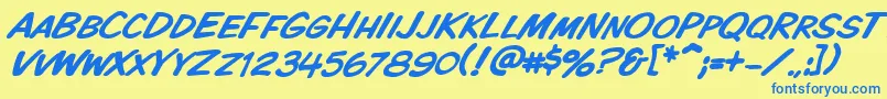 Vtckomixationscitalic Font – Blue Fonts on Yellow Background