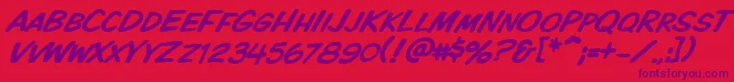 フォントVtckomixationscitalic – 赤い背景に紫のフォント