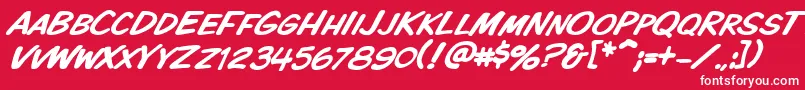 フォントVtckomixationscitalic – 赤い背景に白い文字