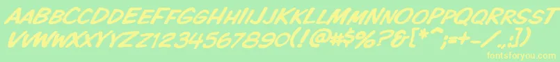 Vtckomixationscitalic Font – Yellow Fonts on Green Background