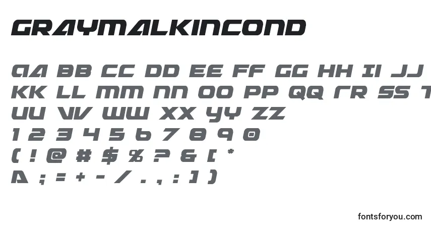 Czcionka Graymalkincond – alfabet, cyfry, specjalne znaki